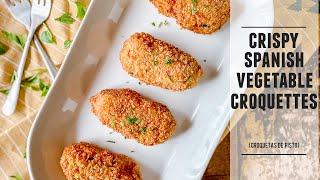 Crispy Spanish Vegetable Croquettes  Croquetas de Pisto Recipe [upl. by Laoj60]