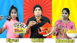 spoon vs fork vs chopsticks challenge  Food challenge  Monika Prabhu [upl. by Orlando]