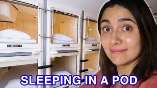 We Stayed In A Japanese Capsule Hotel [upl. by Lasorella]