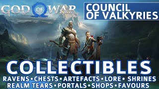 God of War  Council of Valkyries All Collectible Locations Ravens Chests Artefacts Shrines [upl. by Aitenev354]