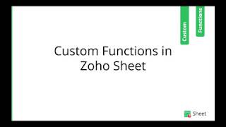 Create and use custom functions in Zoho Sheet [upl. by Langham50]