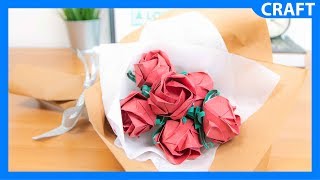 How to Make Paper Rose Bouquet Tutorial  Origami Rose [upl. by Miles]