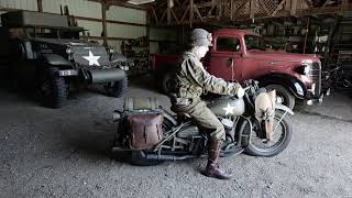 1942 WLA Harley Davidson Motorcycle ride  Start up and Operation [upl. by Tijnar]