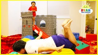 The Floor is Lava Challenge Pretend Playtime with Ryan ToysReview [upl. by Llekcm]