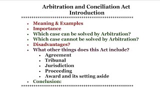 Arbitration and Conciliation Act 1996 lecture  Introduction [upl. by Clarissa]