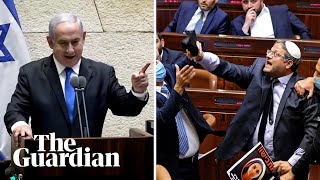 Israeli elections Raucous scenes in Knesset as Benjamin Netanyahu ousted from office [upl. by Oironoh]