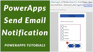 How to Send Email in PowerApps  Power apps Push Notification [upl. by Jansen]