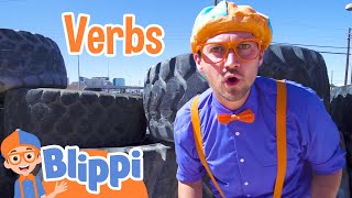 Learning Verbs With Blippi And The Excavator Digger  Construction Vehicles For Kids [upl. by Yenobe]