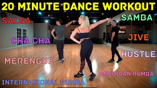 20 Minute Beginner Dance Workout  Hustle Salsa Merengue Cha Cha Rumba and Jive  Follow Along [upl. by Berti]