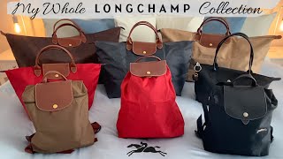 My Entire Longchamp Le Pliage Collection  LOriginal Club Leather [upl. by Nivlek682]