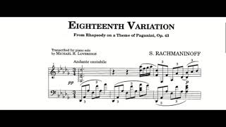 Rachmaninoff  Rhapsody on a Theme of Paganini Loveridge Piano Sheets and Music [upl. by Yragerg794]