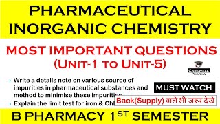 pharmaceutical inorganic chemistry 1 semester important questions  b pharma 1 sem  Carewell Pharma [upl. by Aenit687]