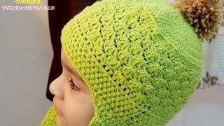 Crocheted baby boy earflap hat  ASombrero de oreja de ganchillo bebéATheCrochetworld [upl. by Kristal]