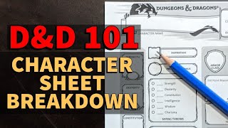 Dungeons and Dragons 101 The 5E Character Sheet [upl. by Nylecoj]