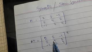 Symmetric matrix amp Skew symmetric matrix in HindiUrdu [upl. by Ayrotal]