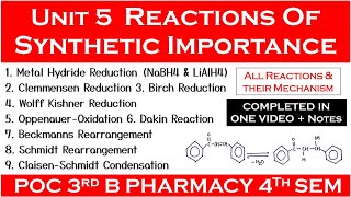 Unit 5 Reactions of synthetic importance complete  pharmaceutical organic chemistry 4th semester [upl. by Darken]