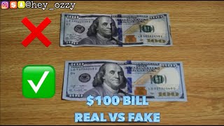 US 100 Bill Real vs Fake Comparison How to tell if an One Hundred Dollar Bill is realcounterfeit [upl. by Vacla434]