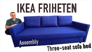 IKEA FRIHETEN Three seat sofa bed Assembly instructions [upl. by Aicele258]