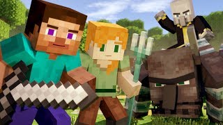 VILLAGE RAID  Alex and Steve Life Minecraft Animation [upl. by Kinch]