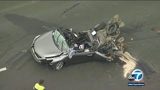 DASHCAM 1 killed 3 hurt in chainreaction crash on 15 Freeway I ABC7 [upl. by Yankee382]