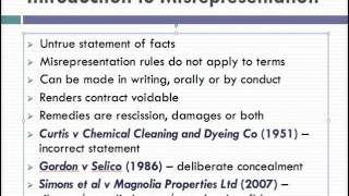 Misrepresentation Lecture 1 of 4 [upl. by Lesslie]