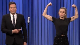 Miley Cyrus OWNS Jimmy Fallon In Lip Sync Battle On Tonight Show [upl. by Nallij830]