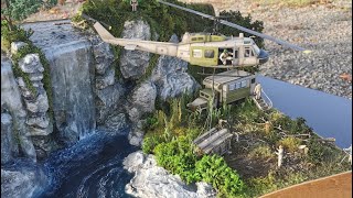 Realistic Waterfall with Bell UH1  Realistischer Wasserfall in scale 148 [upl. by Welcher]