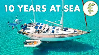 Living on a SelfSufficient Sailboat for 10 Years  FULL TOUR [upl. by Darice105]