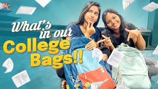 Whats IN OUR COLLEGE BAGS  NEHACHOWDARY  NEHANANI [upl. by Ikoek276]