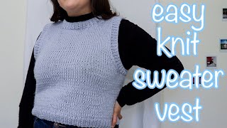 EASY Knit Sweater Vest Tutorial  DIY Knit Vest [upl. by Yllut]