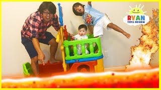 THE FLOOR IS LAVA CHALLENGE Ryan ToysReview Family Fun Kids Pretend Playtime [upl. by Ecaroh149]