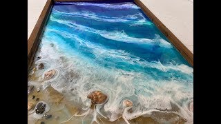 107  Epoxy Resin Art  Step by Step Tutorial  Ocean Beach Sand amp Movement [upl. by Leanor]