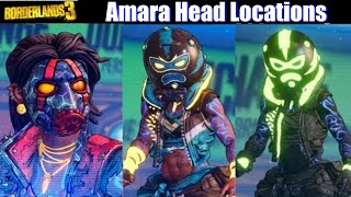 Borderlands 3  Amara Cosmetics Guide Heads amp Skins Locations [upl. by Eniamerej]