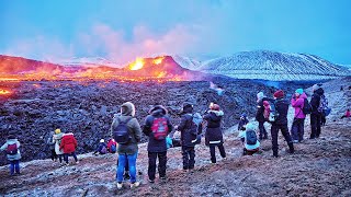 Icelands erupting volcano Recordbreaking numbers of people visit site over weekend [upl. by Torrance]