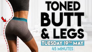 TONED BUTT and SLIM LEGS  45 min Home Workout [upl. by Kalindi309]