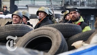 Ukraine Protest 2014 Protecting Independence Square in Kiev  The New York Times [upl. by Andie726]