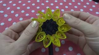 Como hacer un gran girasol de papel  Filigrana Paper quilling sunflower [upl. by Zacherie]