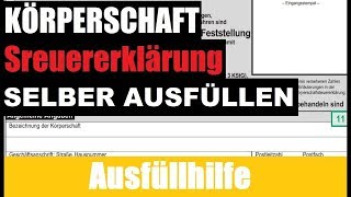 Körperschaftsteuererklärung ausfüllen Tutorial  Erklärung  Ausfüllhilfe [upl. by Prussian]