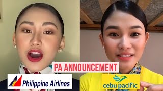 Philippine Airlines VS Cebu Pacific PA Announcement w Jen Barangan and Christine Dacera [upl. by Tamqrah]