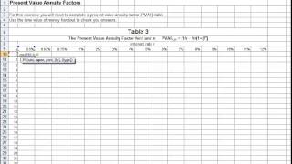 Excel PV Annuity Factor Table [upl. by Madigan74]