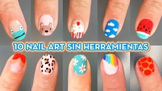 10 DISEÑOS DE UÑAS SIN HERRAMIENTAS  IDEAS DE NAIL ART FÁCIL [upl. by Graehl698]