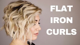 HOW TO CURL WITH A FLAT IRON  short hair [upl. by Eerak]