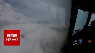 Hurricane Irma View from plane flying inside storm  BBC News [upl. by Zurn582]