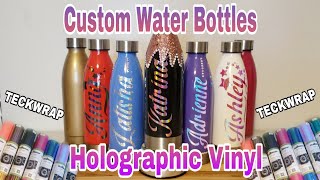 Holographic Water Bottles Made with Teckwrap Holographic Vinyl [upl. by Oirom660]