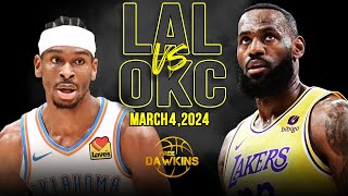 Los Angeles Lakers vs OKC Thunder Full Game Highlights  March 4 2024  FreeDawkins [upl. by Eneryt]