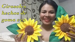 Como hacer girasoles de goma eva sin moldes [upl. by Uriel]